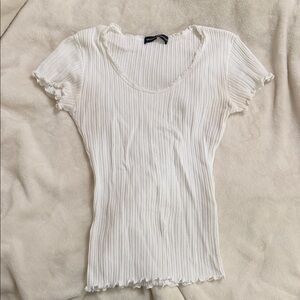 Brandy Melville White Ribbed Women's Top